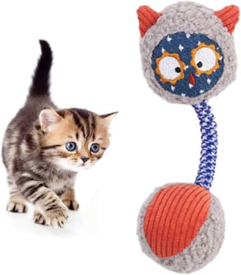 JUGUETE PELUCHE GATO PEQUEÑO CON CUERDA Y DISEÑO
