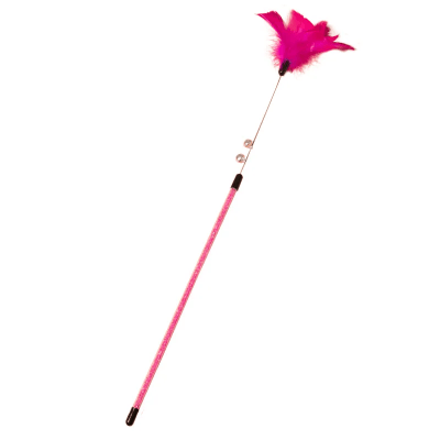 JUGUETE VARILLA PARA GATO CON PLUMAS Y CASCABEL GRANDE