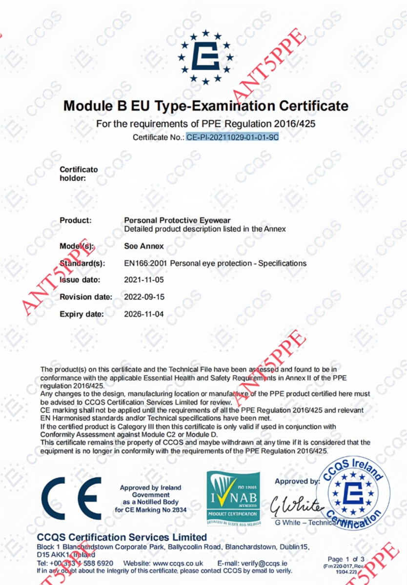 LENTE DE SEGURIDAD JACK SECURITY A696 CERTIFICACION ANSI Z87.1 EN 166-F CE2