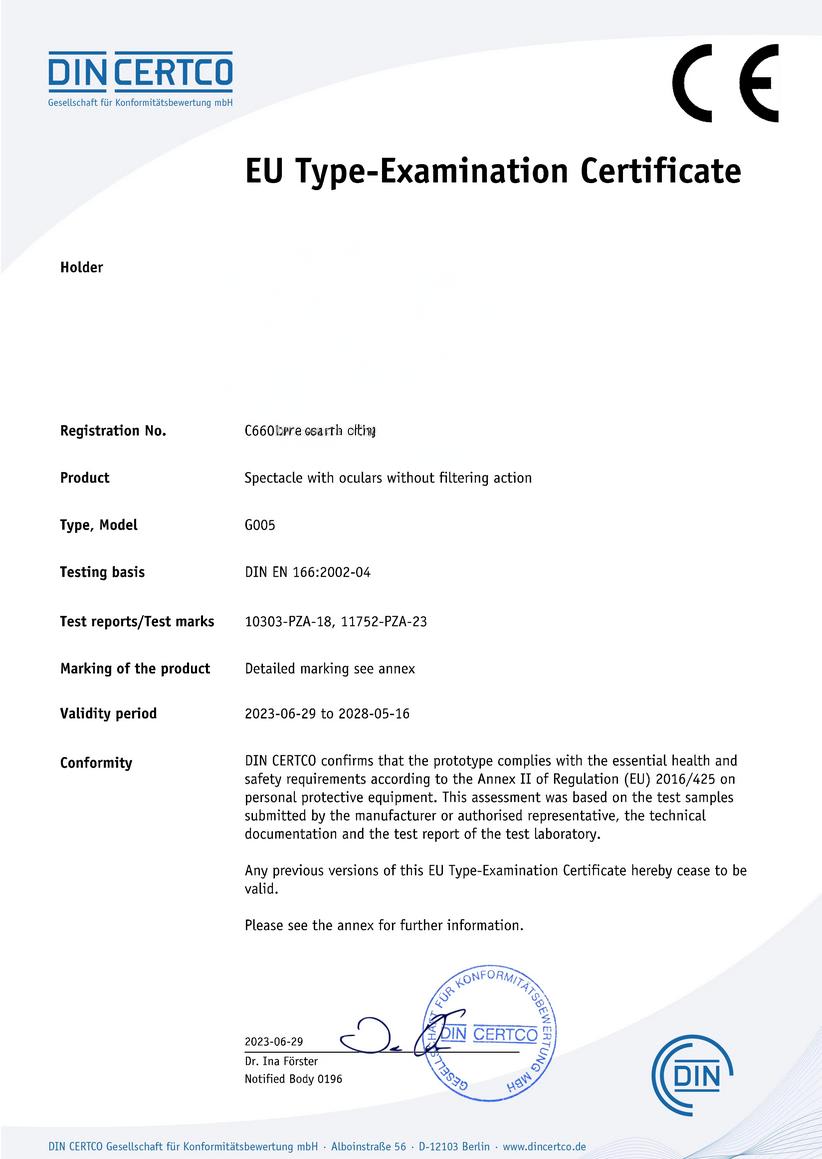 ANTIPARRAS DE SEGURIDAD CE EN 1664