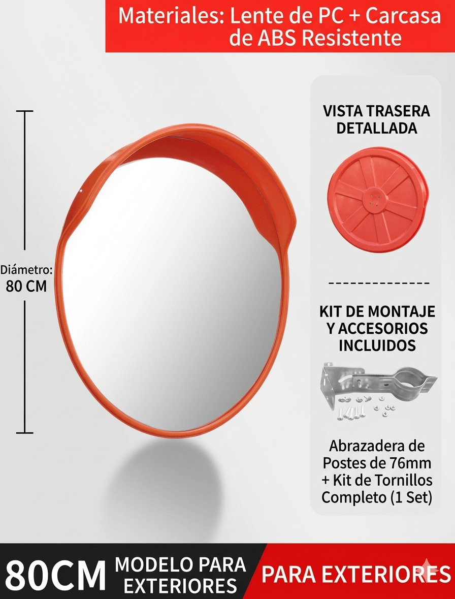 ESPEJO CONVEXO PARA EXTERIOR 80CM 0