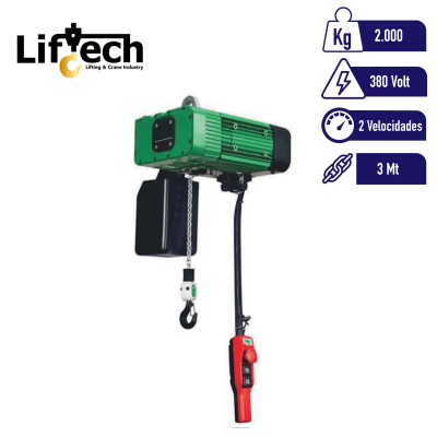 TECLE ELECTRICO AMS 380V2000Kg,2 Ramal 2 Vel 