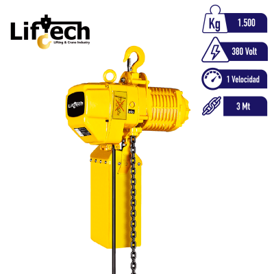TECLE ELECTRICO ECH 380V 1.500Kg,1 Ramal 1 Vel1