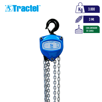TECLE MANUAL DE CADENA TRALIFT CON LIMITADOR 3000Kg