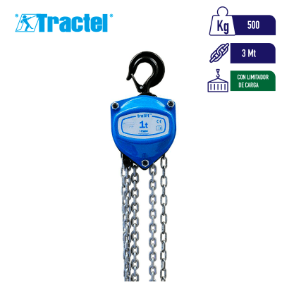TECLE MANUAL DE CADENA TRALIFT CON LIMITADOR 500Kg