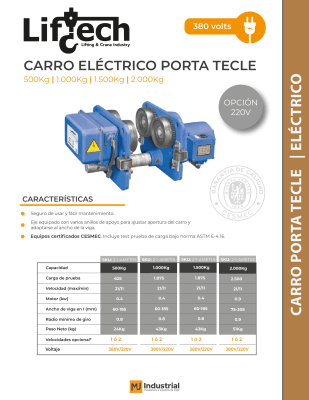 CARRO ELECTRICO 220V AMET 2000Kg, 2Vel1