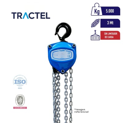 TECLE MANUAL DE CADENA TRALIFT SIN LIMITADOR 5000Kg