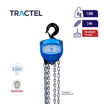 TECLE MANUAL DE CADENA TRALIFT SIN LIMITADOR 1000Kg2