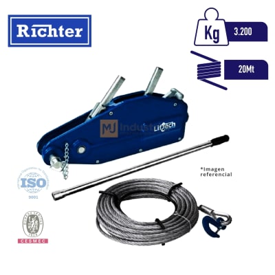 CABRESTANTE MANUAL TIPO TIRFOR  3.2Ton x 20mt