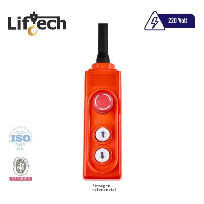 Botonera cuadrada naranja AMH 2P-1vel + on/stop 220v