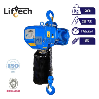 TECLE ELECTRICO ECH 220V 2000Kg, 1 Ramal 1 Vel
