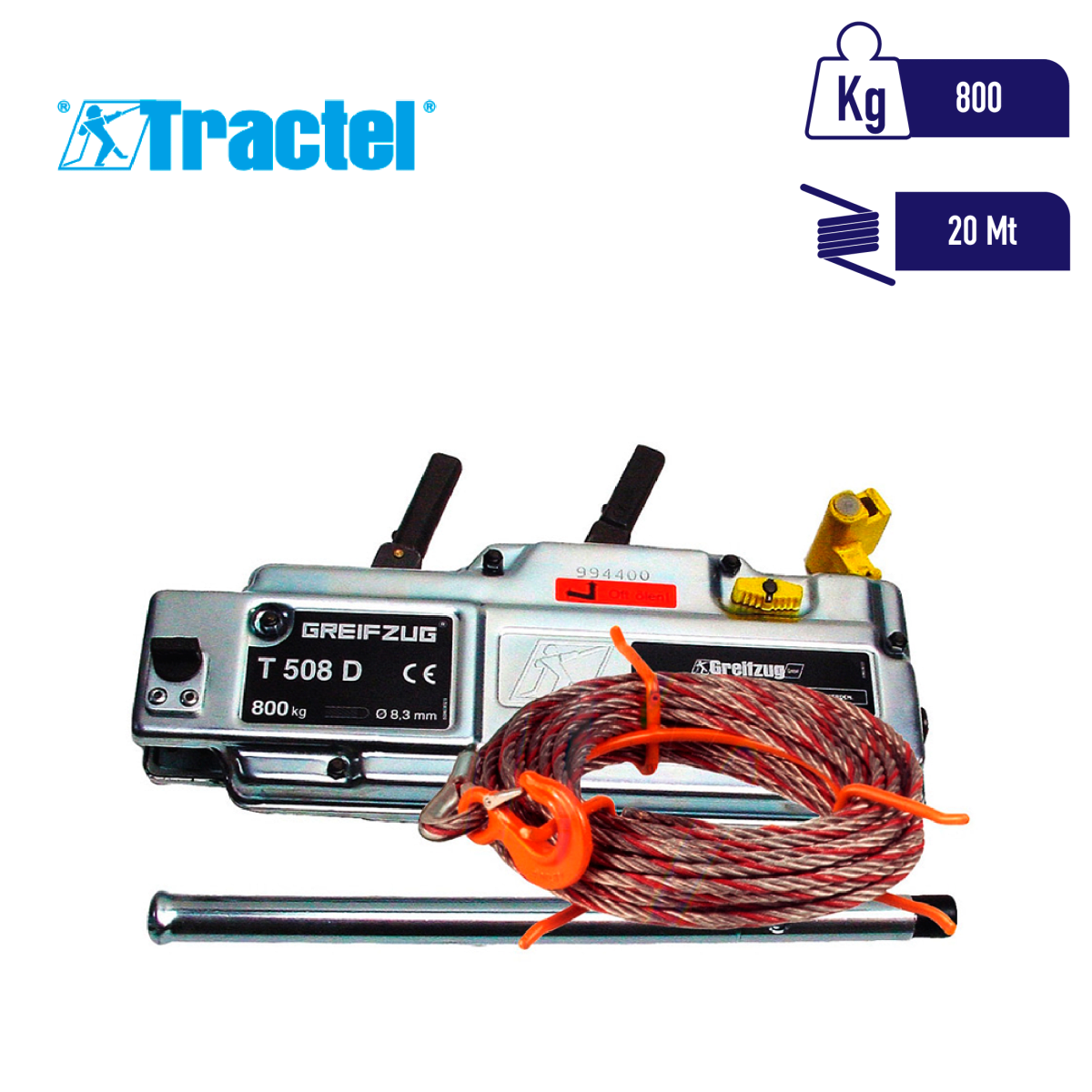 CABRESTANTE MANUAL TIRFOR c/20m TRACTEL 800Kg 0