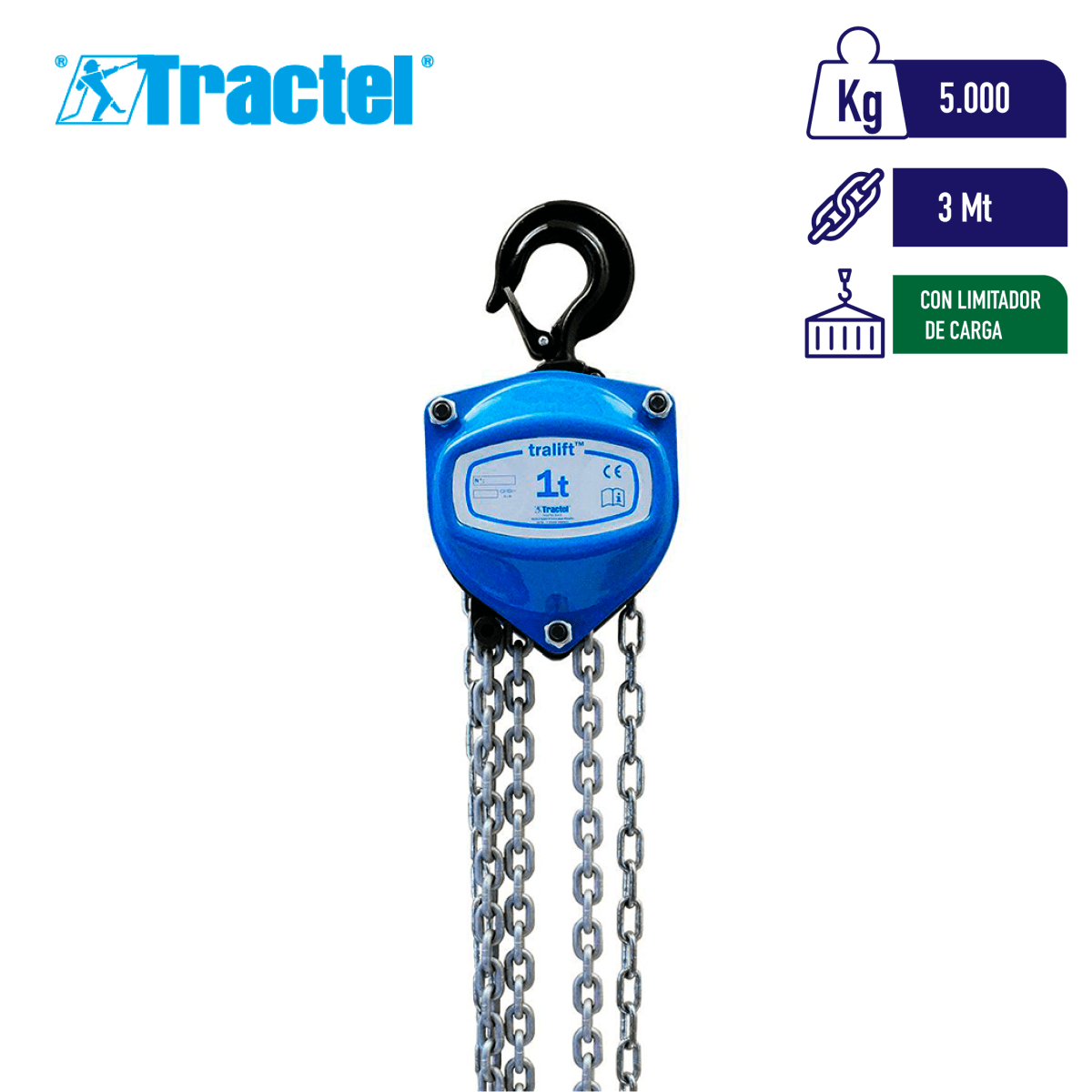 TECLE MANUAL DE CADENA TRALIFT CON LIMITADOR 5000Kg 0