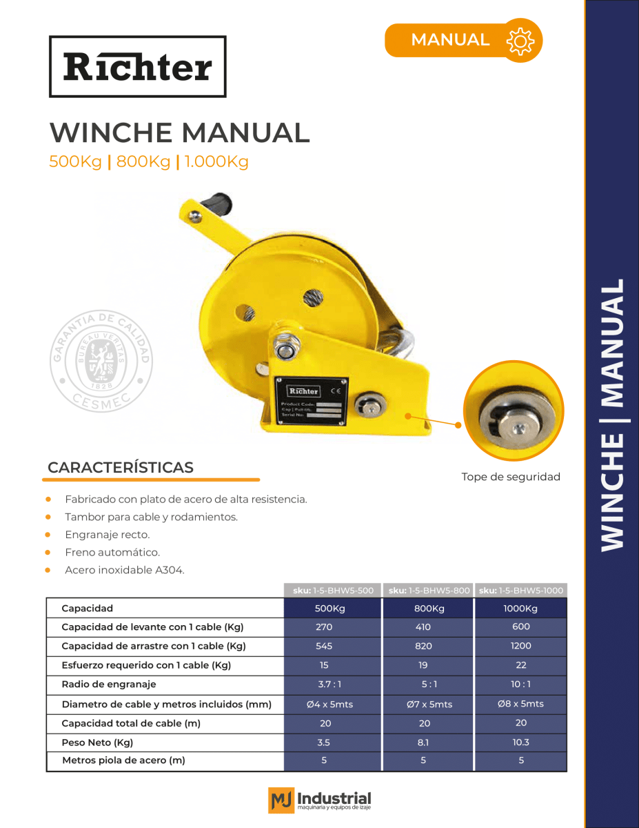 WINCHE MANUAL BHW 1.000Kg2