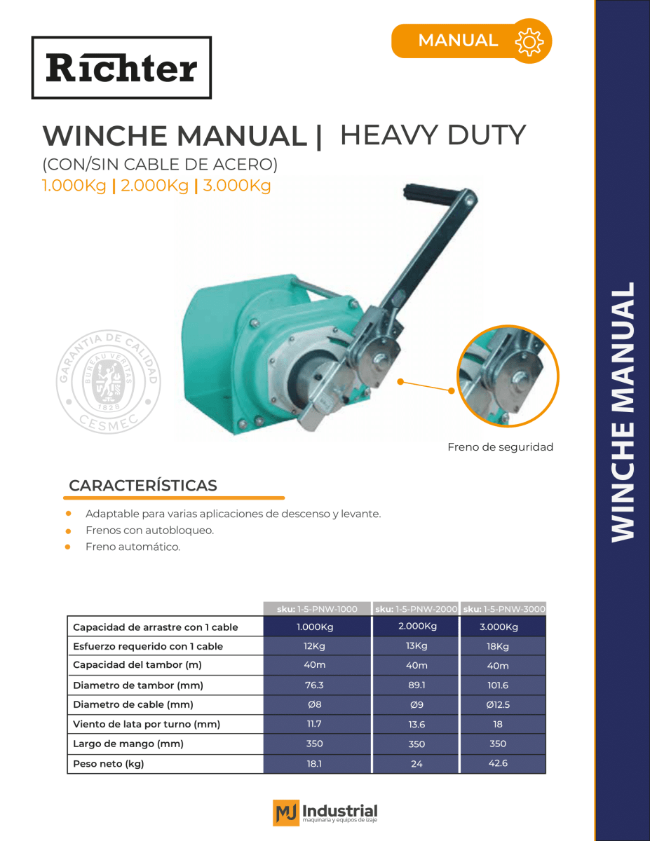 WINCHE MANUAL PNW 3000Kg2