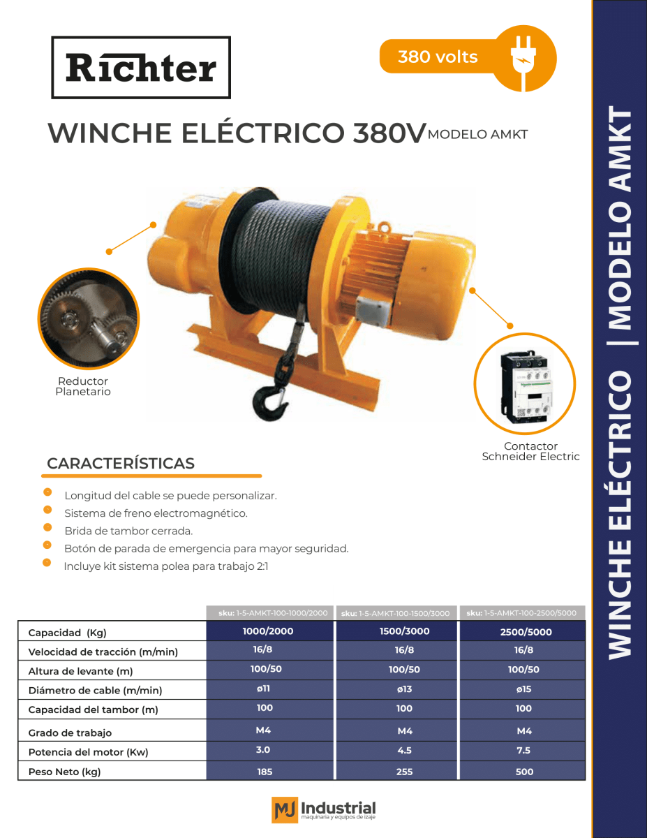 WINCHE AMKT 380V 1500Kg 100m2