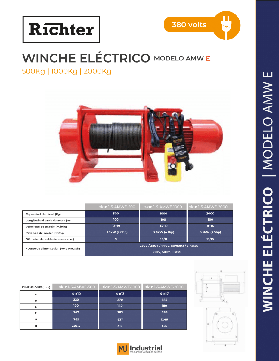 WINCHE AMWE 380V 2.000Kg x 100m2