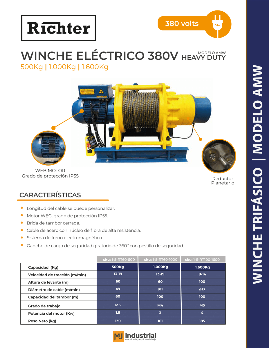 WINCHE AMW 380V 1600Kg x 100m2