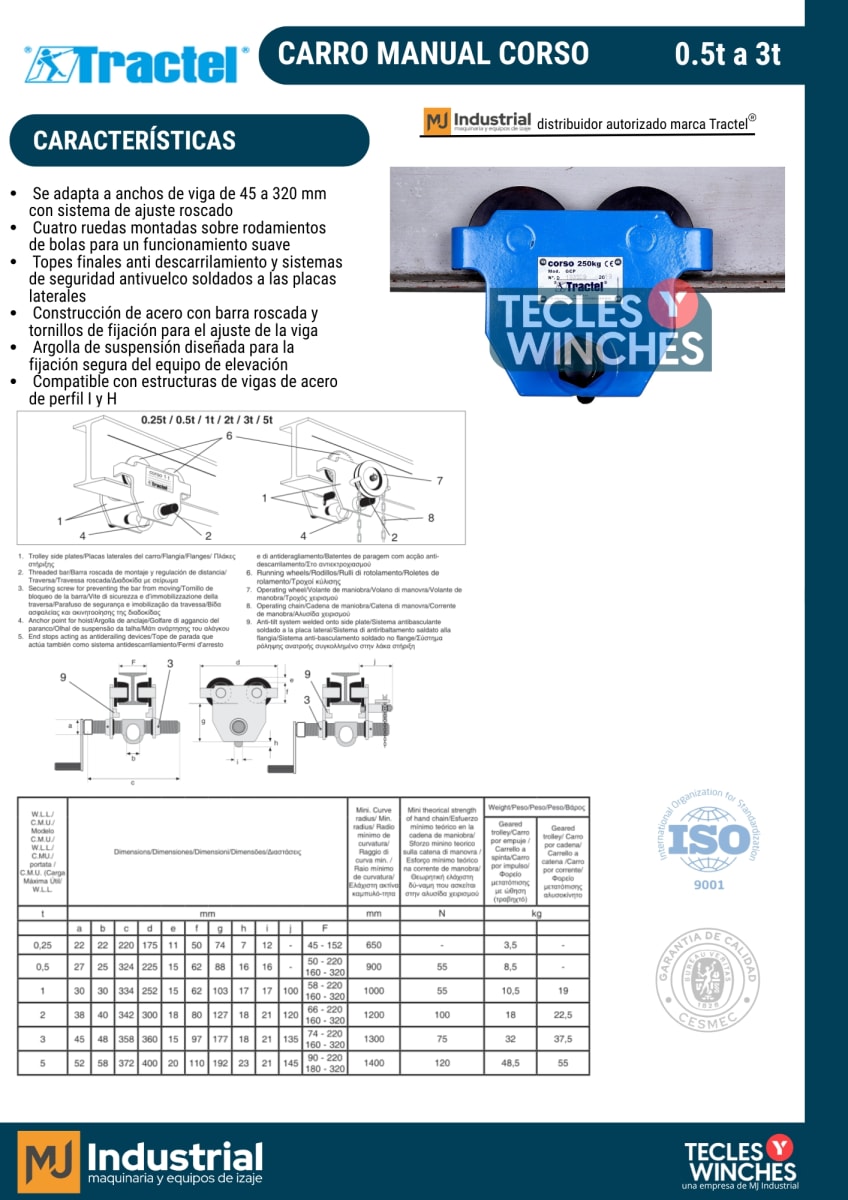 CARRO MANUAL CORSO (220mm)1000Kg2