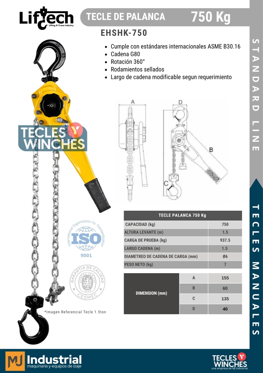 TECLE DE PALANCA STANDARD 750Kg2