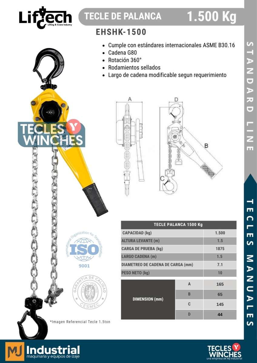 TECLE DE PALANCA STANDARD 1500Kg2