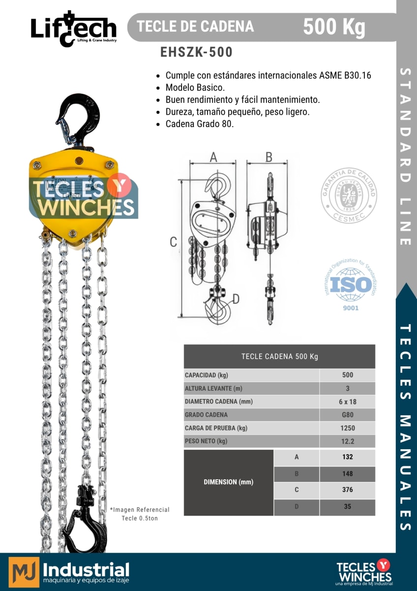 TECLE MANUAL DE CADENA STANDARD 500Kg2