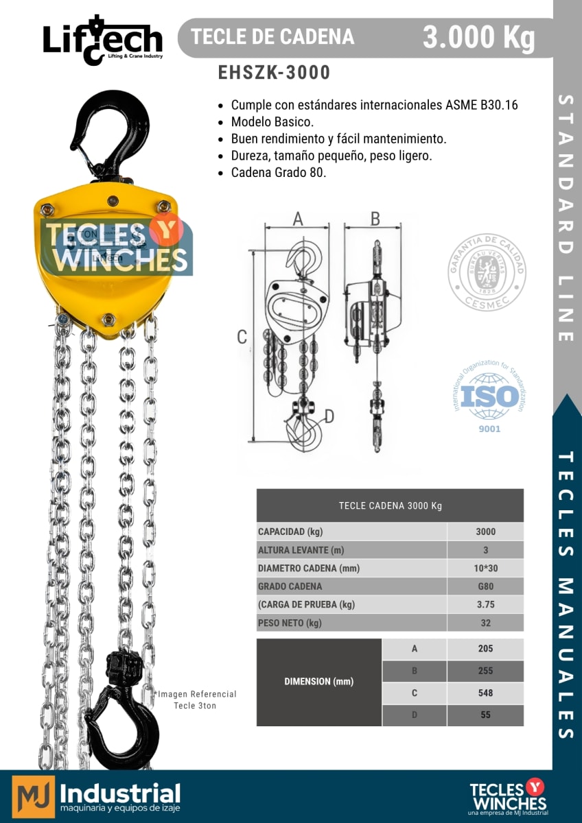 TECLE MANUAL DE CADENA STANDARD 3000Kg2