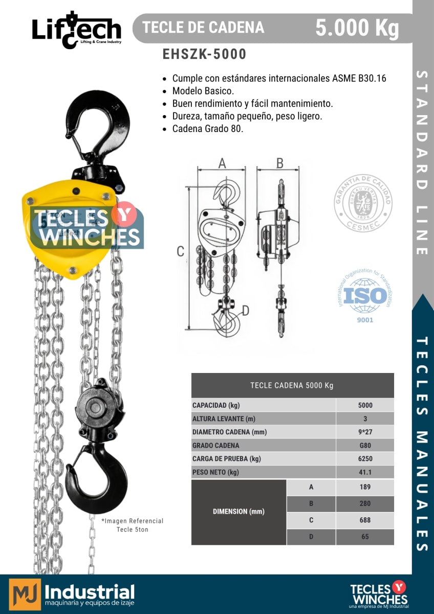 TECLE MANUAL DE CADENA STANDARD 5000Kg2