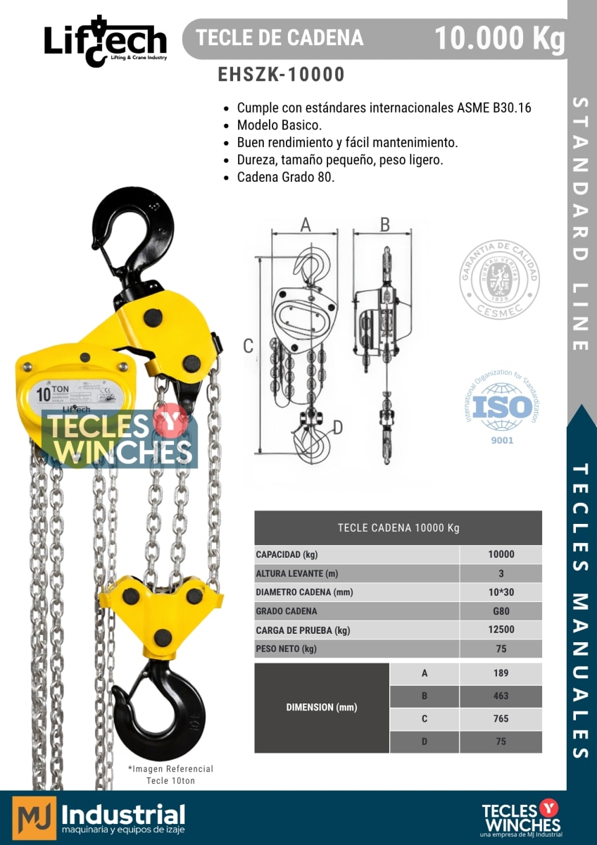 TECLE MANUAL DE CADENA STANDARD 10000Kg2