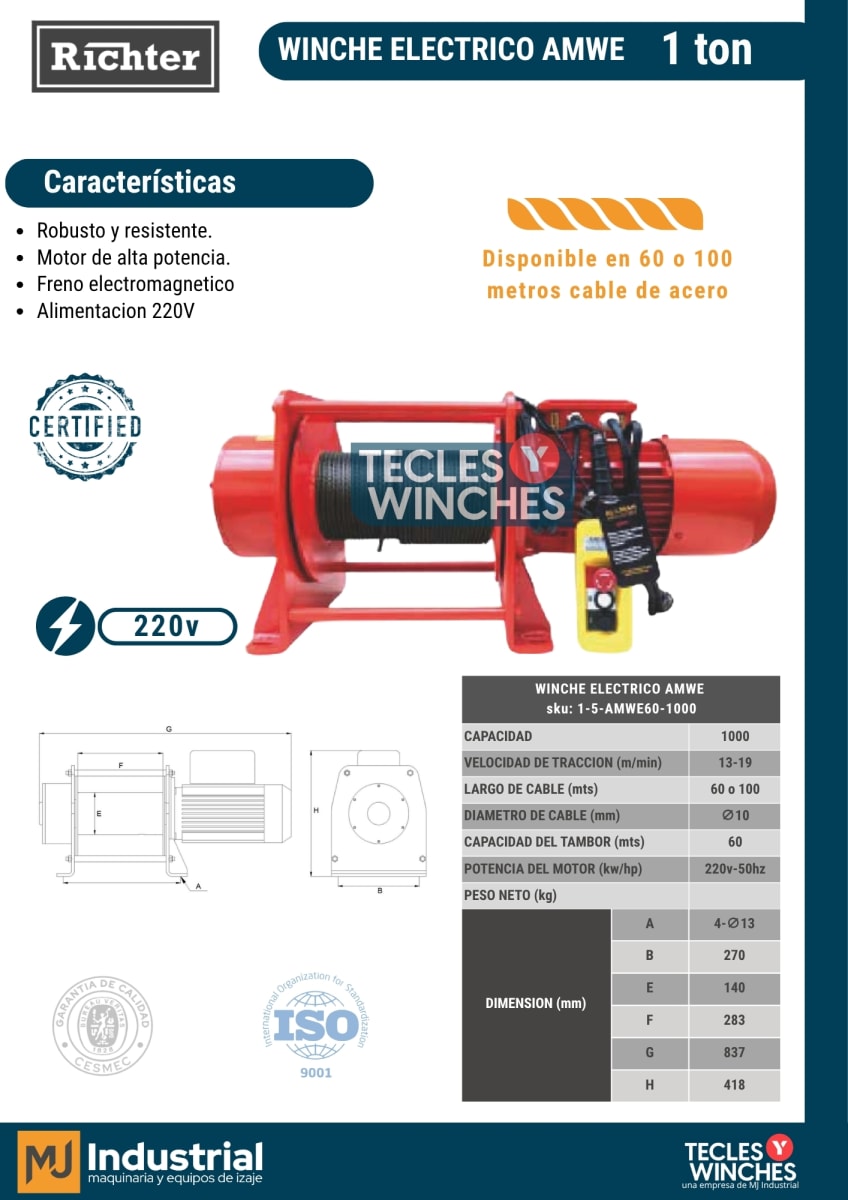 WINCHE AMWE 380V 500Kg x 60m2