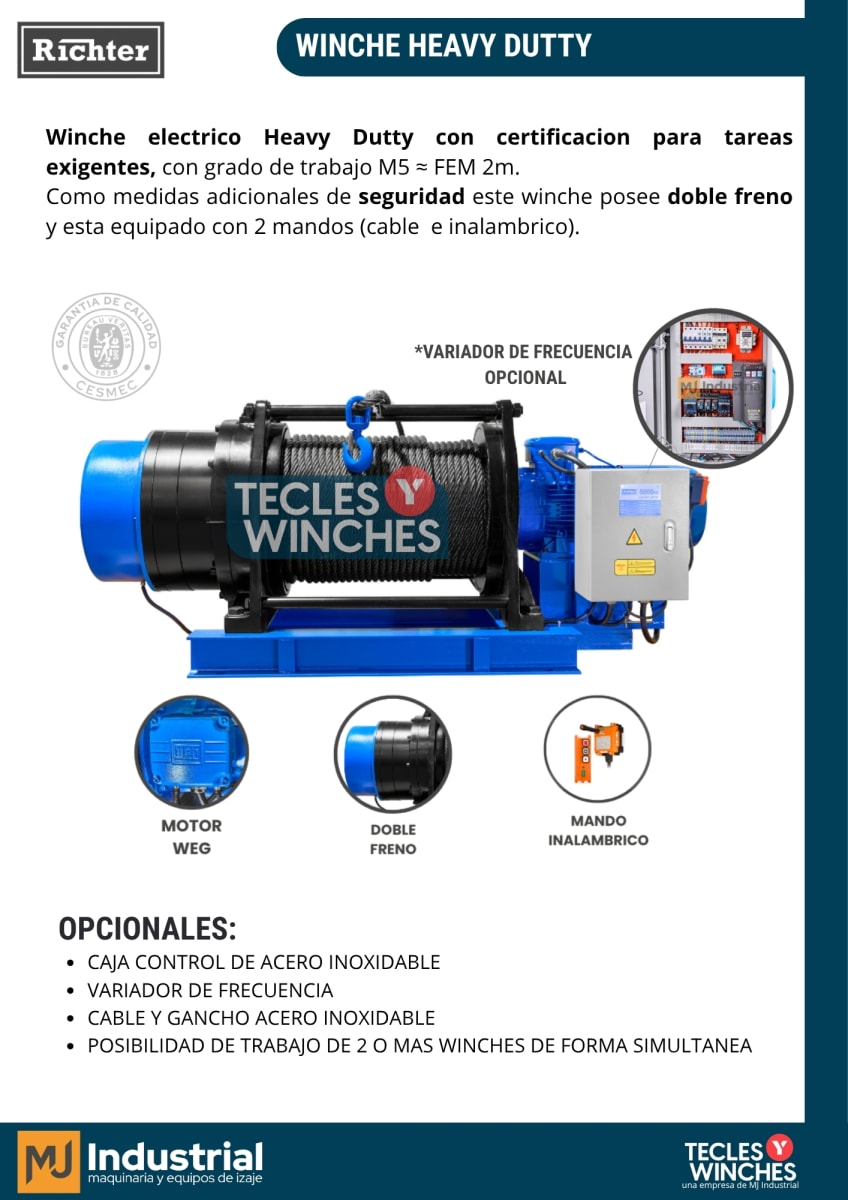 WINCHE ELECTRICO RT 380V 1600Kg x 100m2