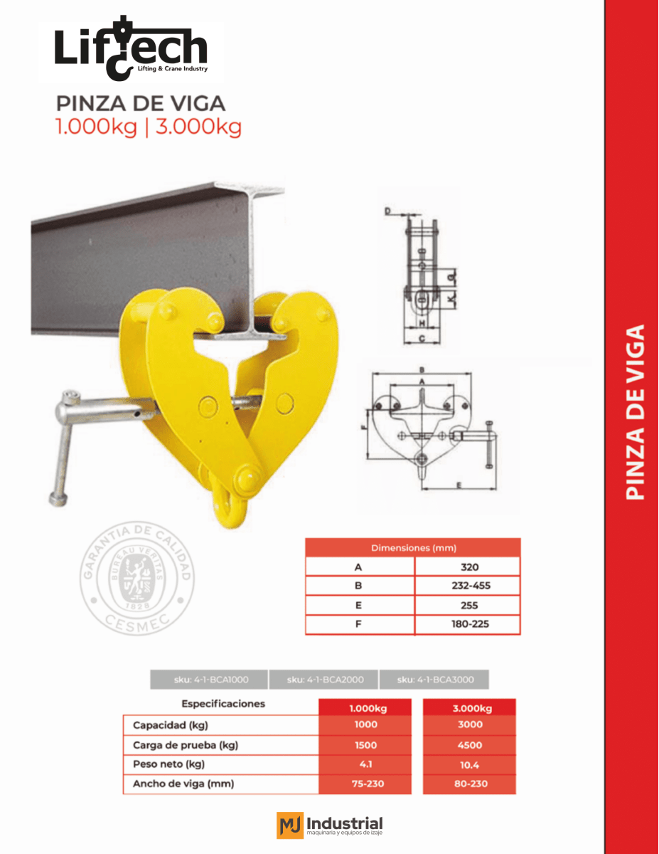 PINZA DE VIGA BCA 1000Kg1