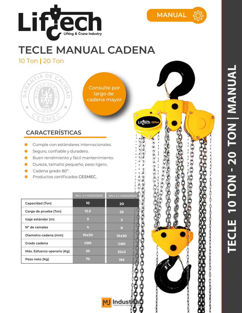 TECLE MANUAL DE CADENA HSZK 20.000Kg2