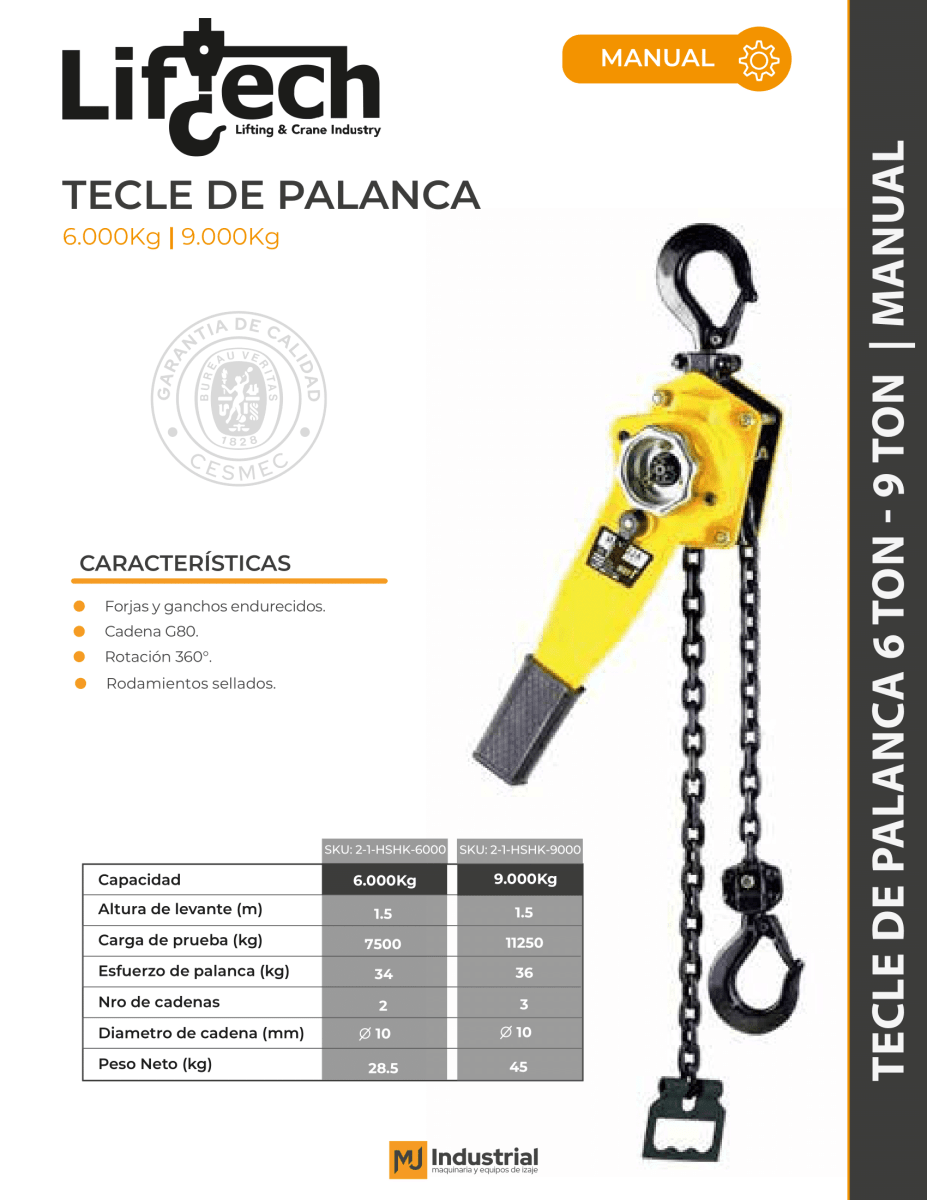 TECLE DE PALANCA HSHK  LIFTECH9000Kg2