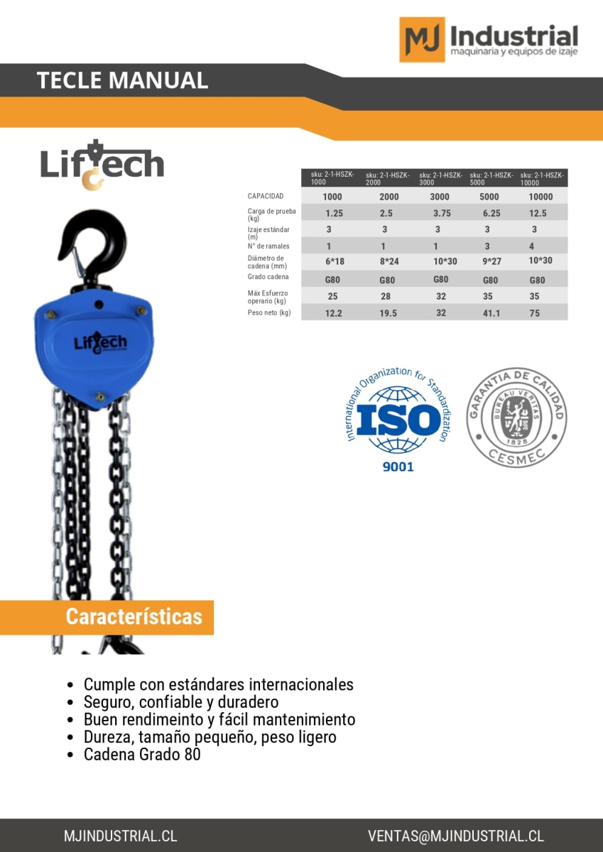 TECLE MANUAL DE CADENA HSZK 2000Kg2