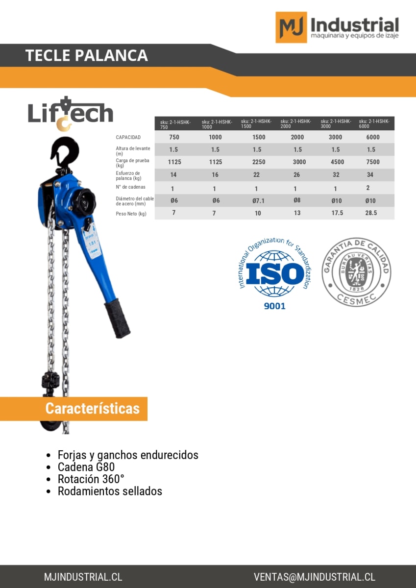 TECLE DE PALANCA HSHK  LIFTECH3000Kg2
