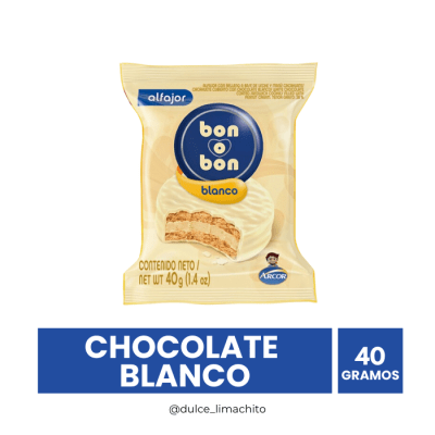 ALFAJOR BON O BON CHOCOLATE BLANCO 40 GR1