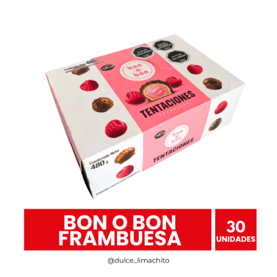 BOMBON BON O BON FRAMBUESA CAJA 30 UNIDADES 480 GR1