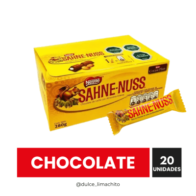 CHOCOLATE SAHNE NUSS CAJA 20 UNIDADES 14 GR1