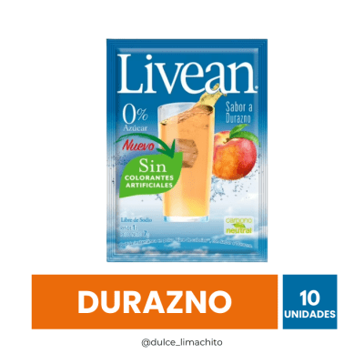 JUGO LIVEAN DURAZNO CAJA 10 UNIDADES 7 GR1
