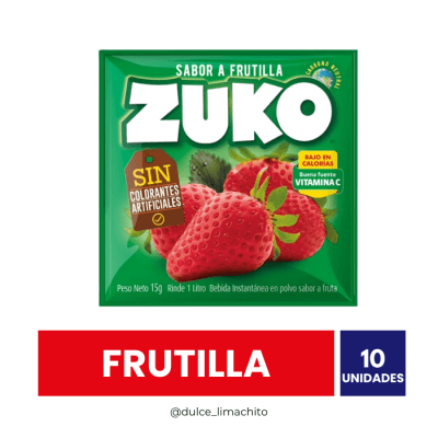 JUGO ZUKO FRUTILLA CAJA 10 UNIDADES 20 GR1