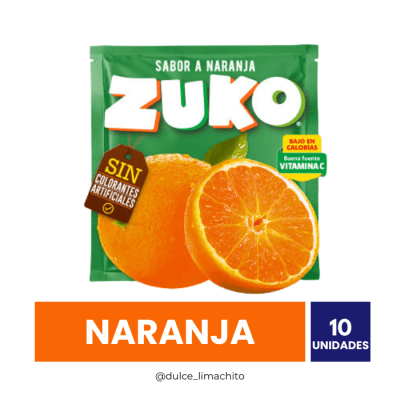 JUGO ZUKO NARANJA CAJA 10 UNIDADES 20 GR1