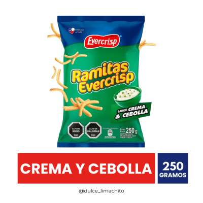 RAMITAS SABOR CREMA Y CEBOLLA EVERCRISP 250 GR1