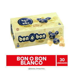 BOMBON BON O BON CHOCOLATE BLANCO CAJA 30 UNIDADES 450 GR
