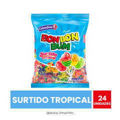 BON BON BUM SURTIDO TROPICAL 24 UNIDADES