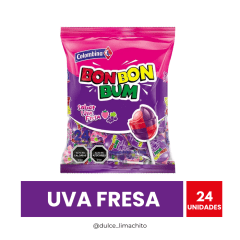 BON BON BUM UVA FRESA 24 UNIDADES