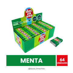 CHICLE DOS EN UNO MENTA CAJA 64 UNIDADES