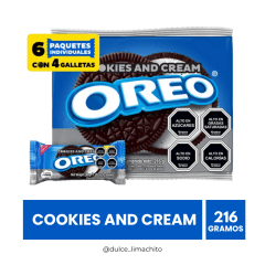 GALLETA OREO COOKIES AND CREAM PACK 6 UNIDADES 36 GR