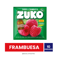 JUGO ZUKO FRAMBUESA CAJA 10 UNIDADES 20 GR