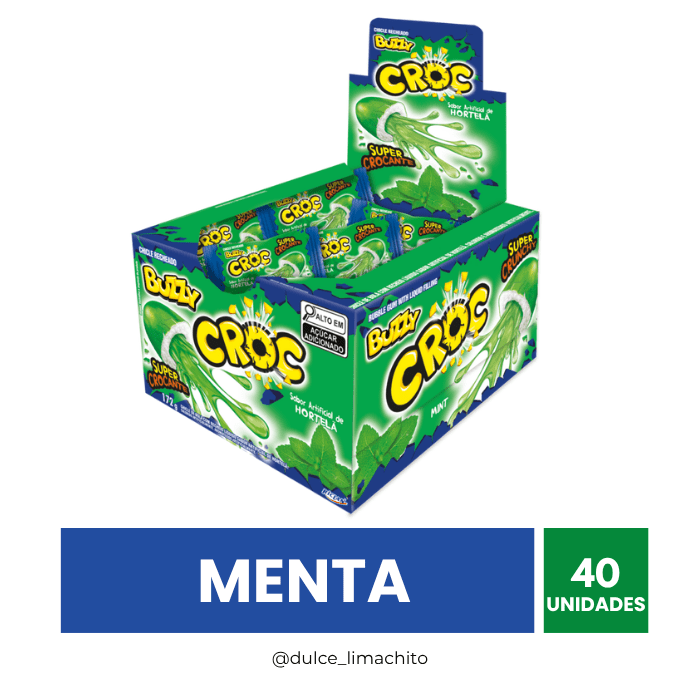 CHICLE CROC MENTA DISPLAY 40 UNIDADES